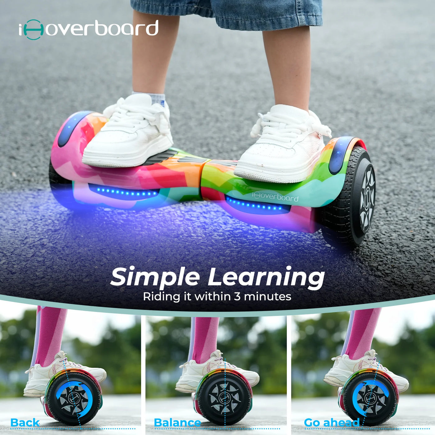 iHoverboard® H1 Hoverboard auto-équilibré à LED 6.5"