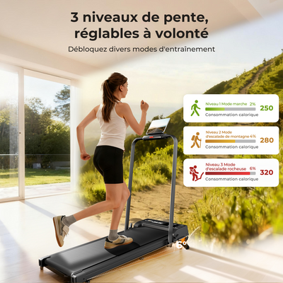 JT52 2-en-1 Tapis de course avec inclinaison