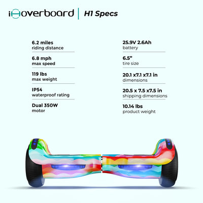 iHoverboard® H1 Hoverboard auto-équilibré à LED 6.5"