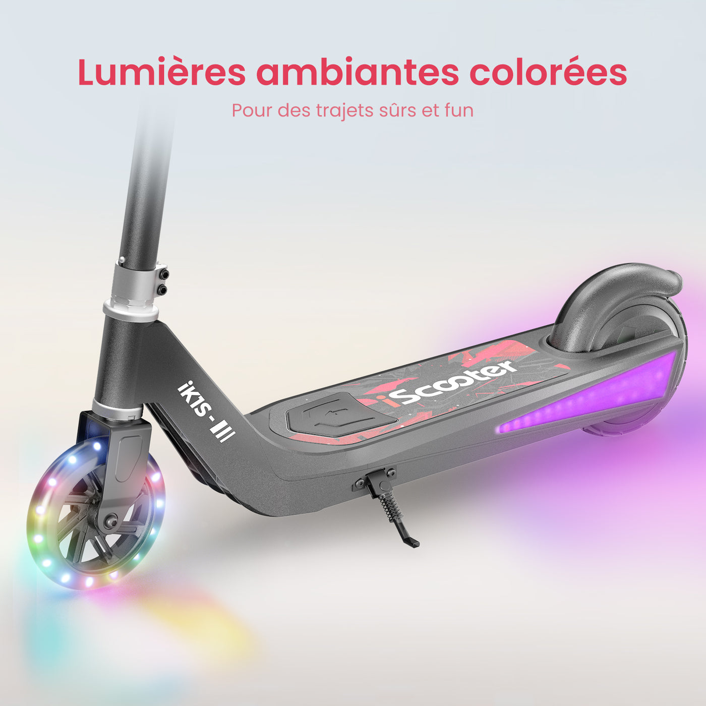 iScooter iK1S Trottinette électrique pour enfance avec roue clignotante