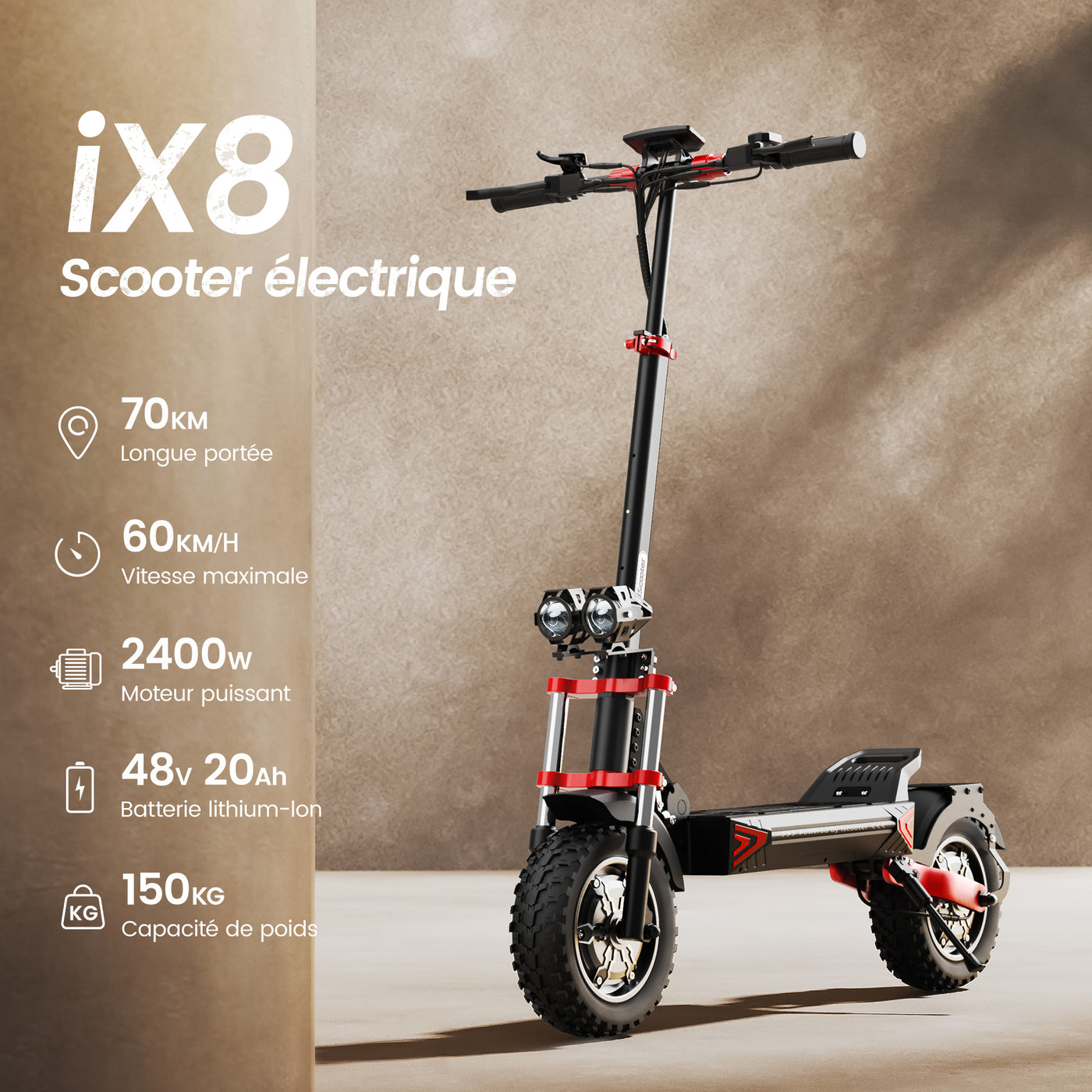 iX6 1200W Trottinette électrique Tout Terrain avec carte NFC
