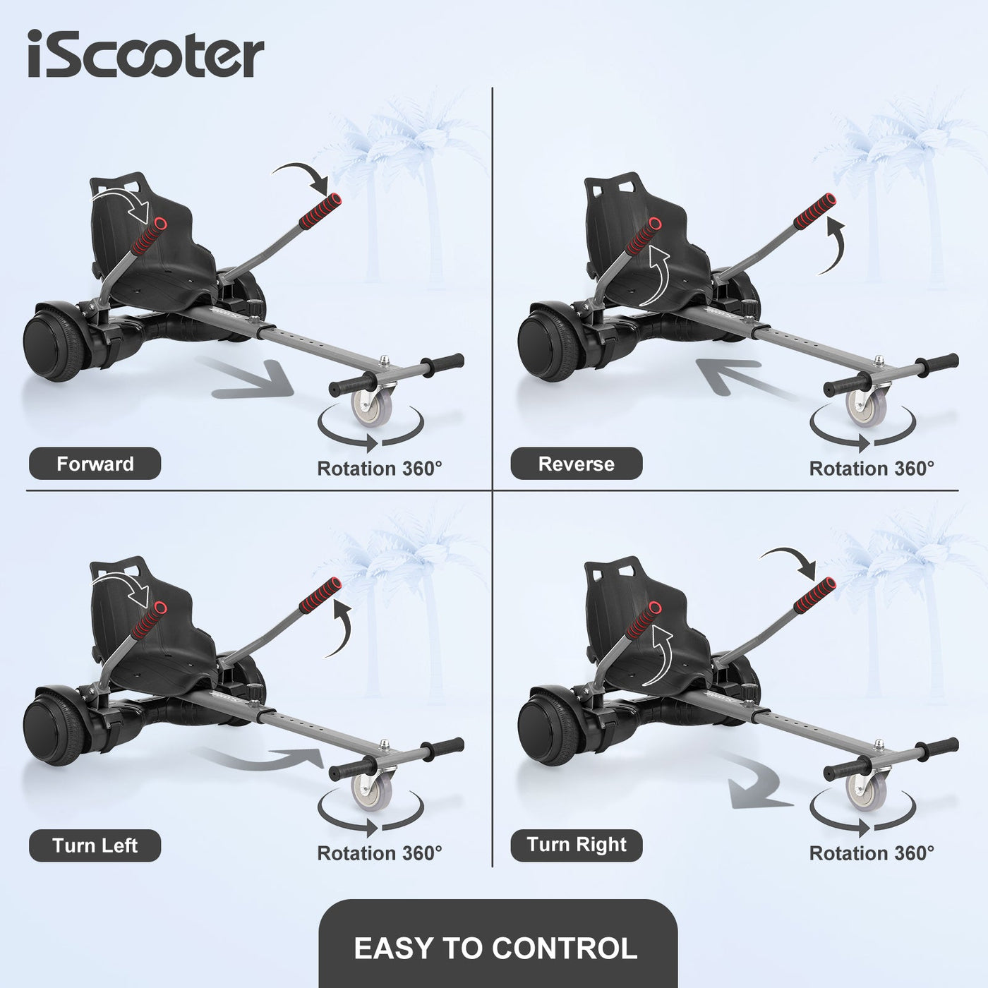 iScooter Q1 Go Kart/Hoverboard avec Siège 360°