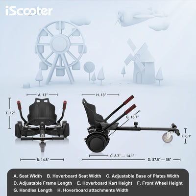 iScooter Q1 Go Kart/Hoverboard avec Siège