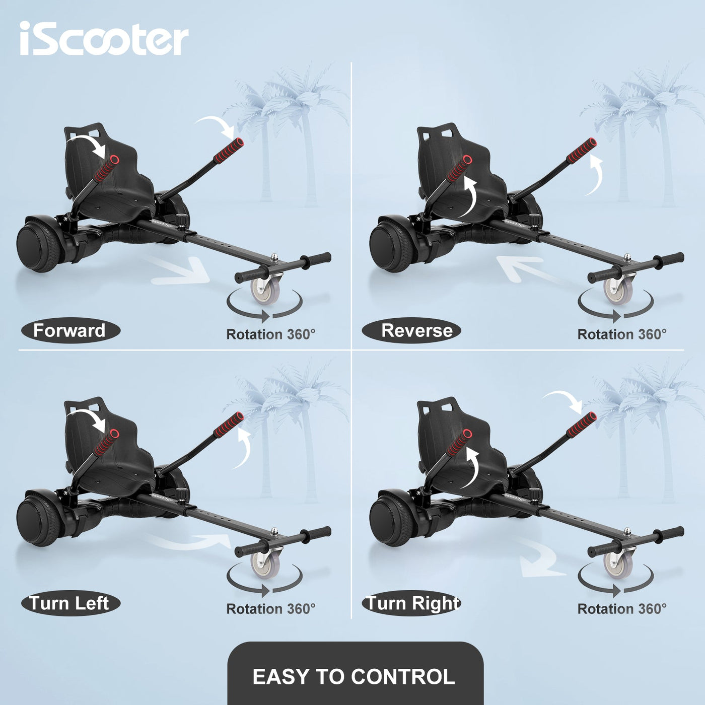 iScooter Q1 Go Kart/Hoverboard avec Siège