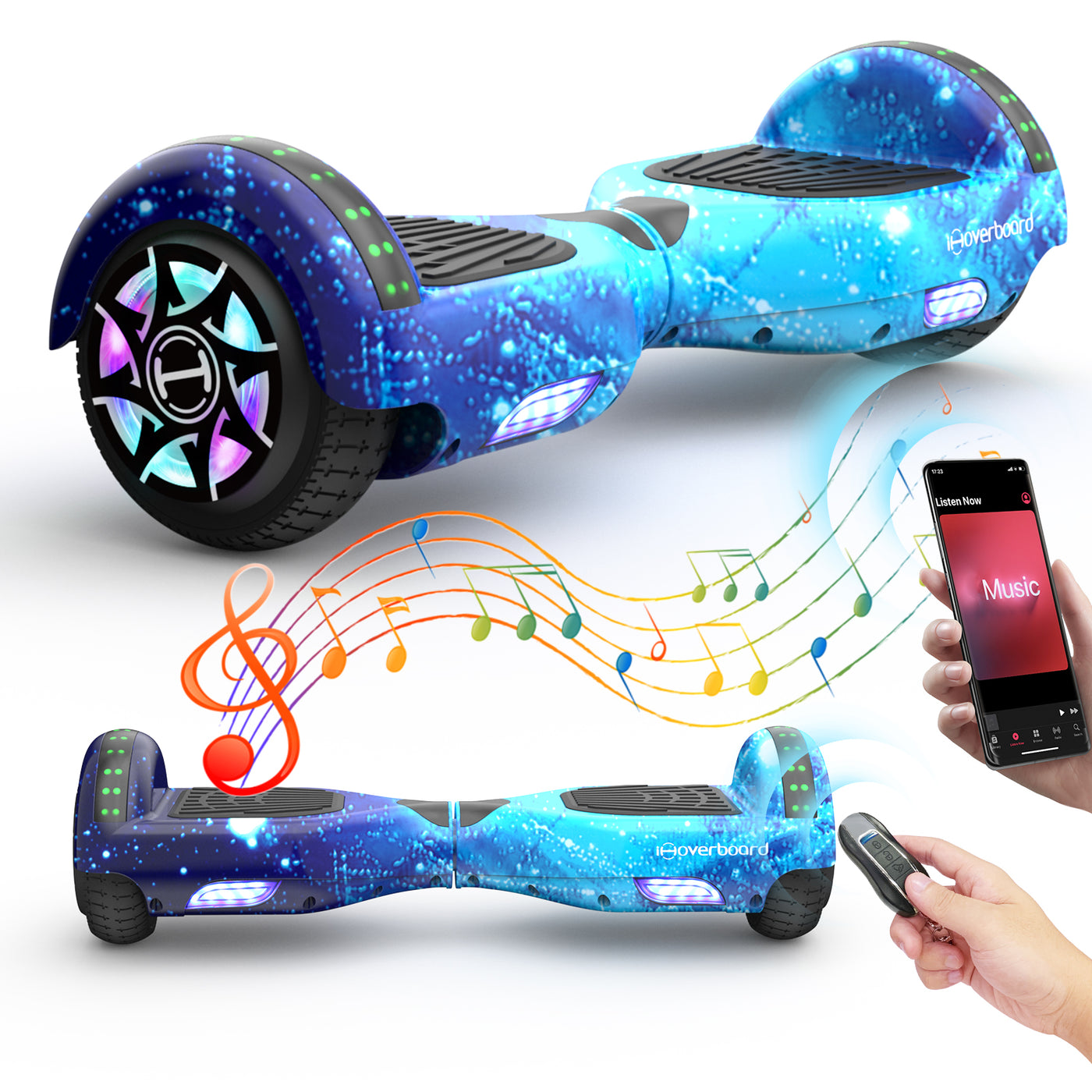 iHoverboard® H1 Hoverboard auto-équilibrant LED 6.5" Nébuleuse Bleu
