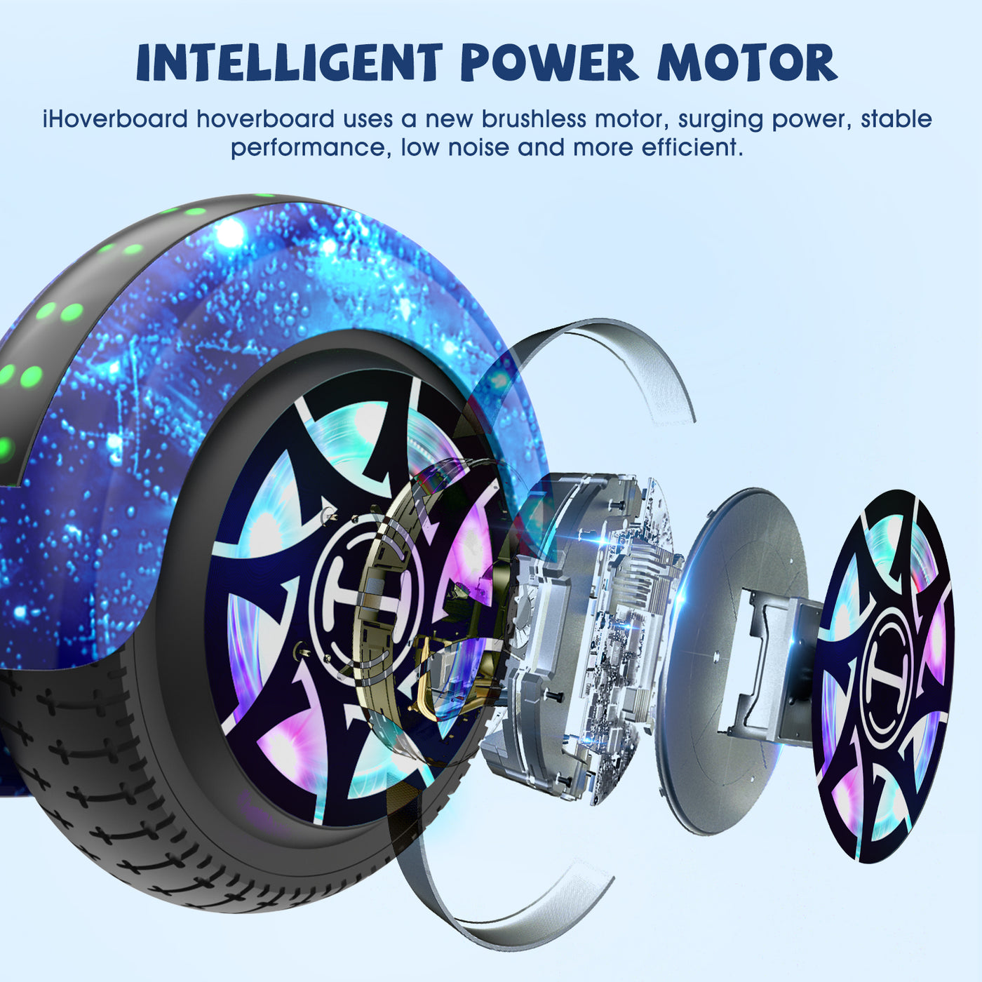 iHoverboard® H1 Hoverboard auto-équilibrant LED 6.5" Nébuleuse Bleu