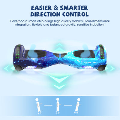 iHoverboard® H1 Hoverboard auto-équilibrant LED 6.5" Nébuleuse Bleu