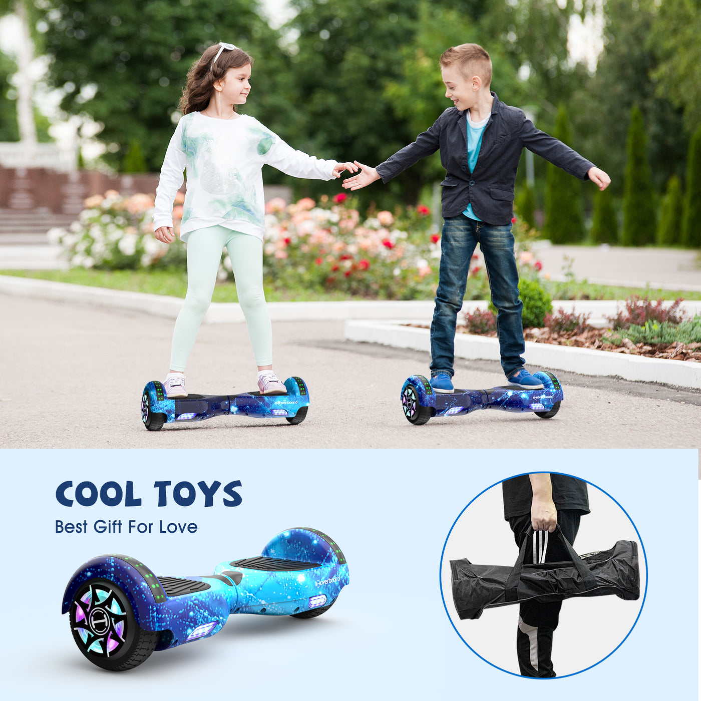 iHoverboard® H1 Hoverboard auto-équilibrant LED 6.5" Nébuleuse Bleu