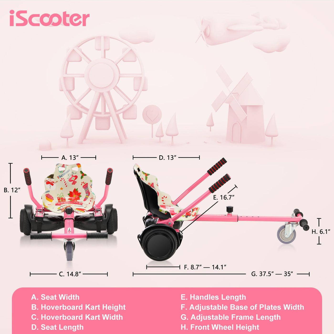 iScooter Q1 Go Kart red Hoverboard avec Siège